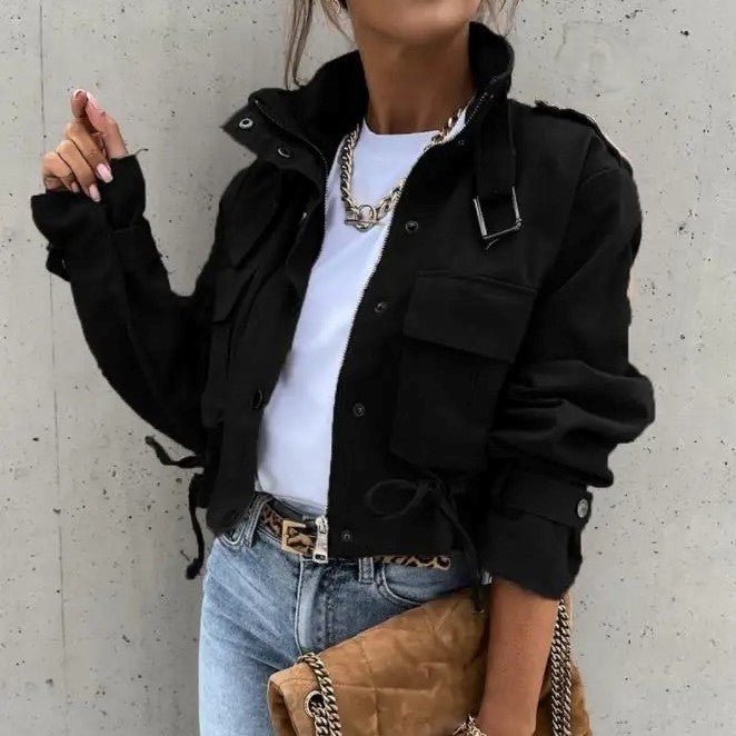 Pocket Button Biker Jacket