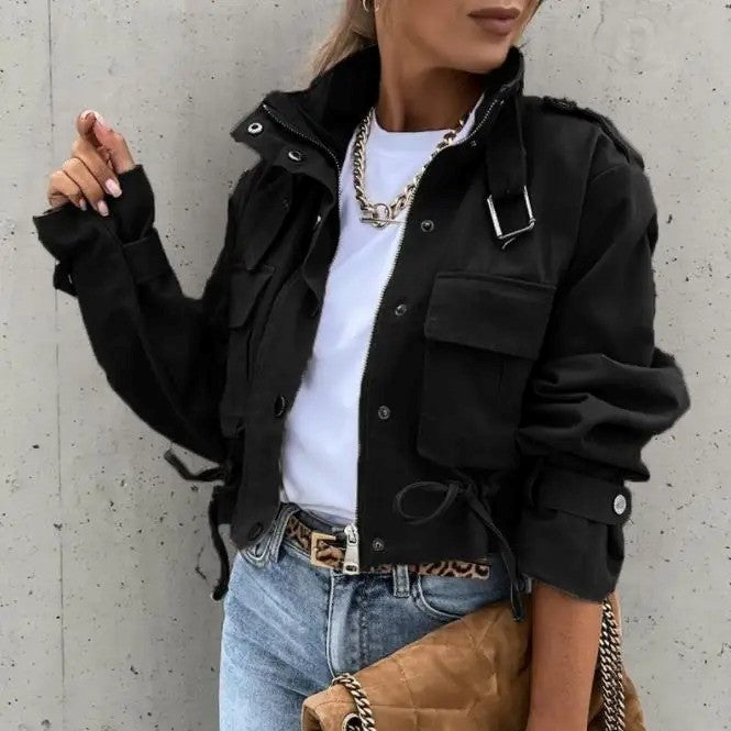 Pocket Button Biker Jacket