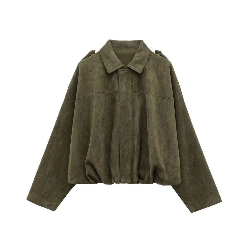Suede Bomber Jacket for Women