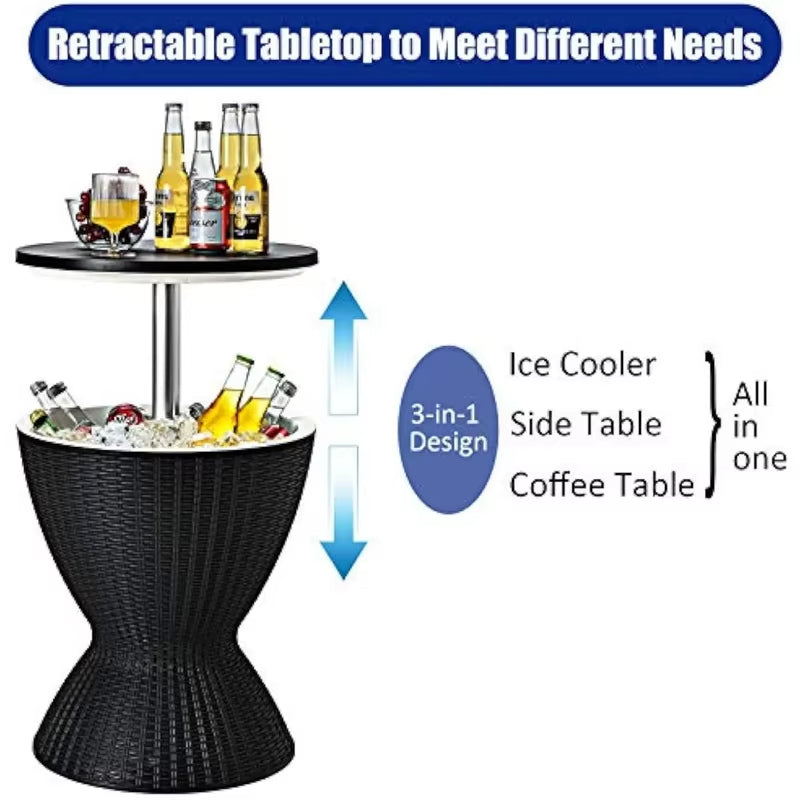Outdoor Cooler Table Rattan Style