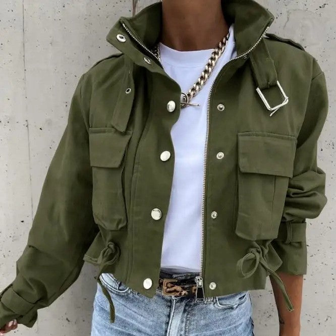 Pocket Button Biker Jacket