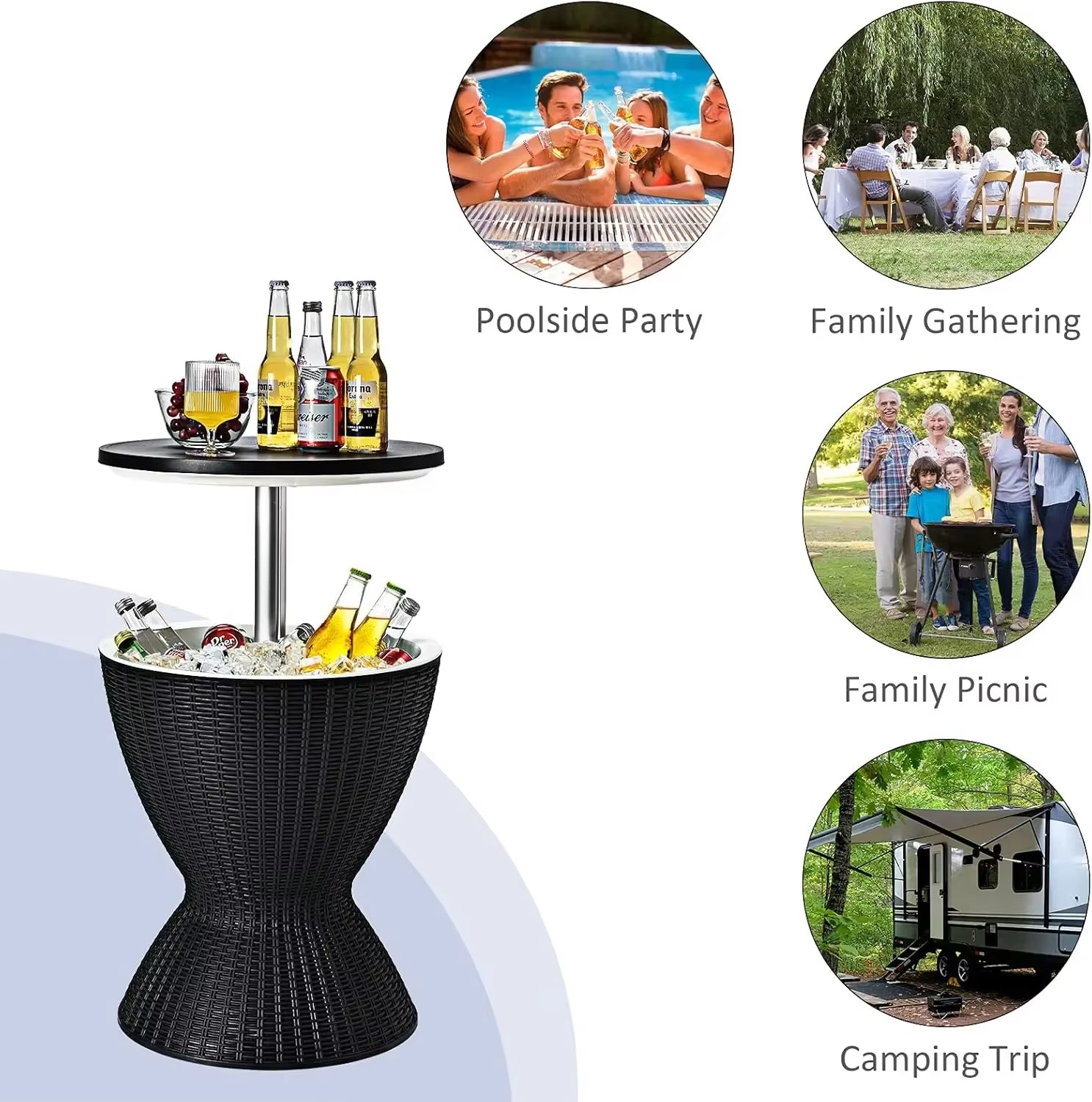 Outdoor Cooler Table Rattan Style
