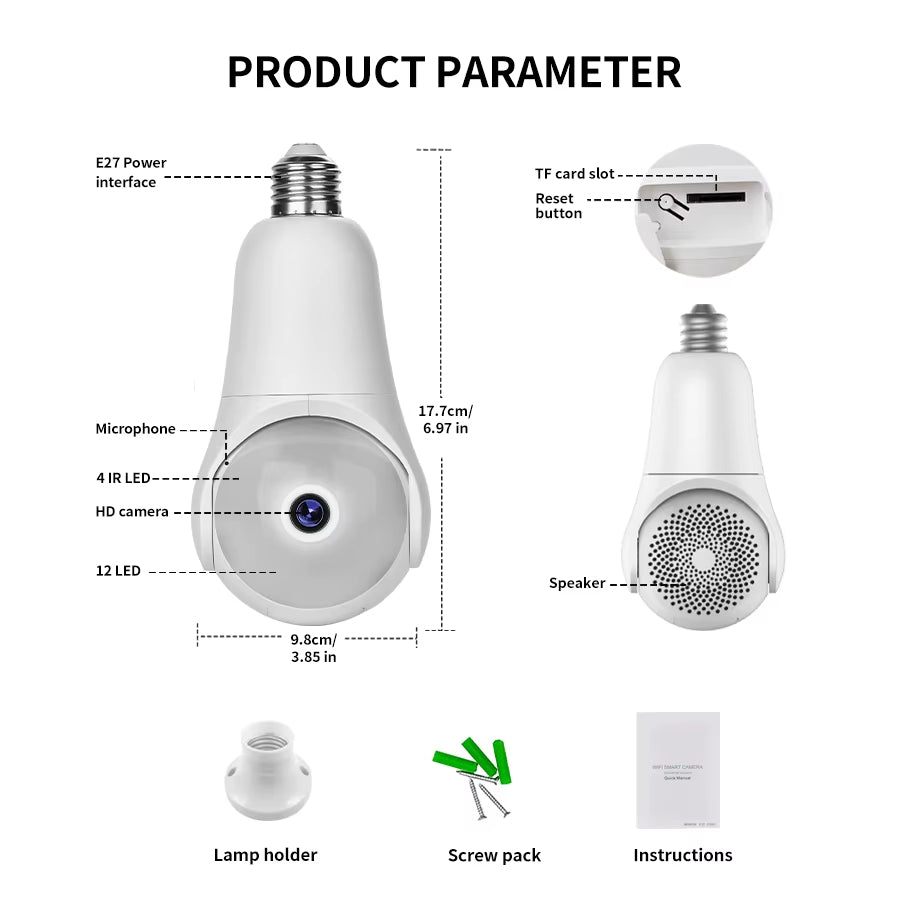 E27 Bulb Wireless Security Camera