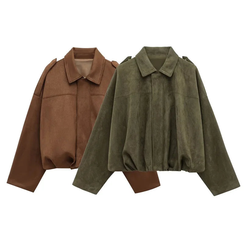 Suede Bomber Jacket for Women