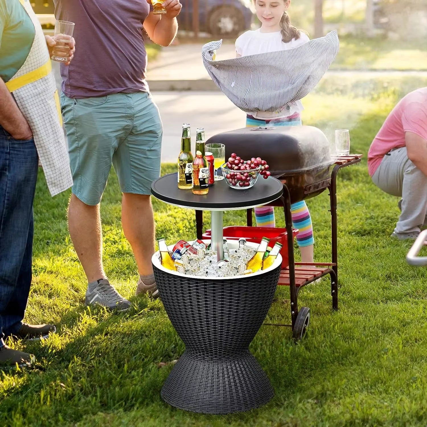 Outdoor Cooler Table Rattan Style