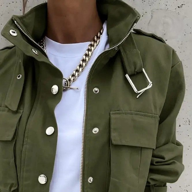 Pocket Button Biker Jacket