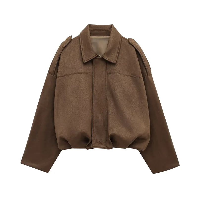 Suede Bomber Jacket for Women