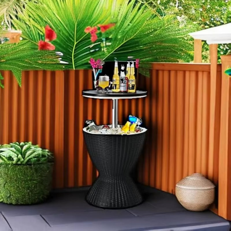 Outdoor Cooler Table Rattan Style
