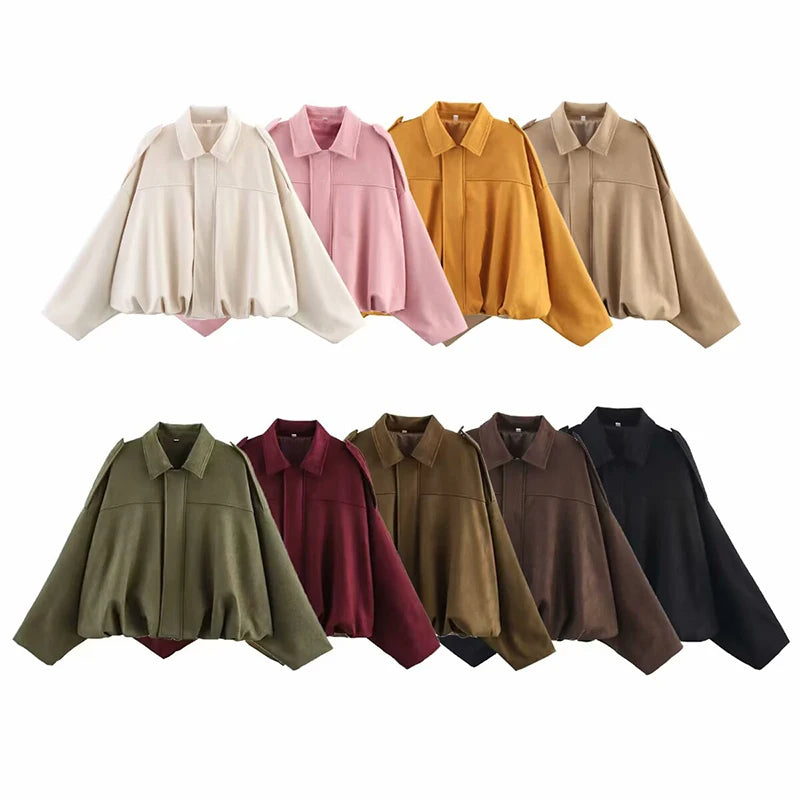 Suede Bomber Jacket for Women